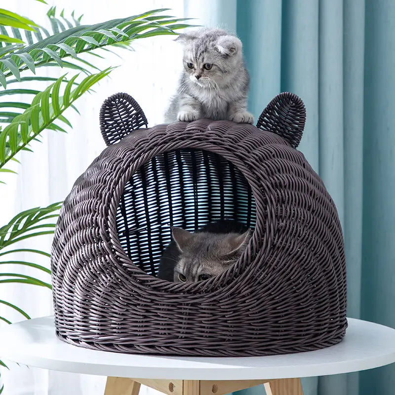 Casa de rattan para gatos